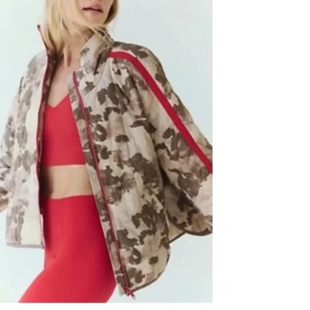 Free People Movement Pippa Printed Packable Puffer Jacket Toasted Almond S NWT - Picture 3 of 11